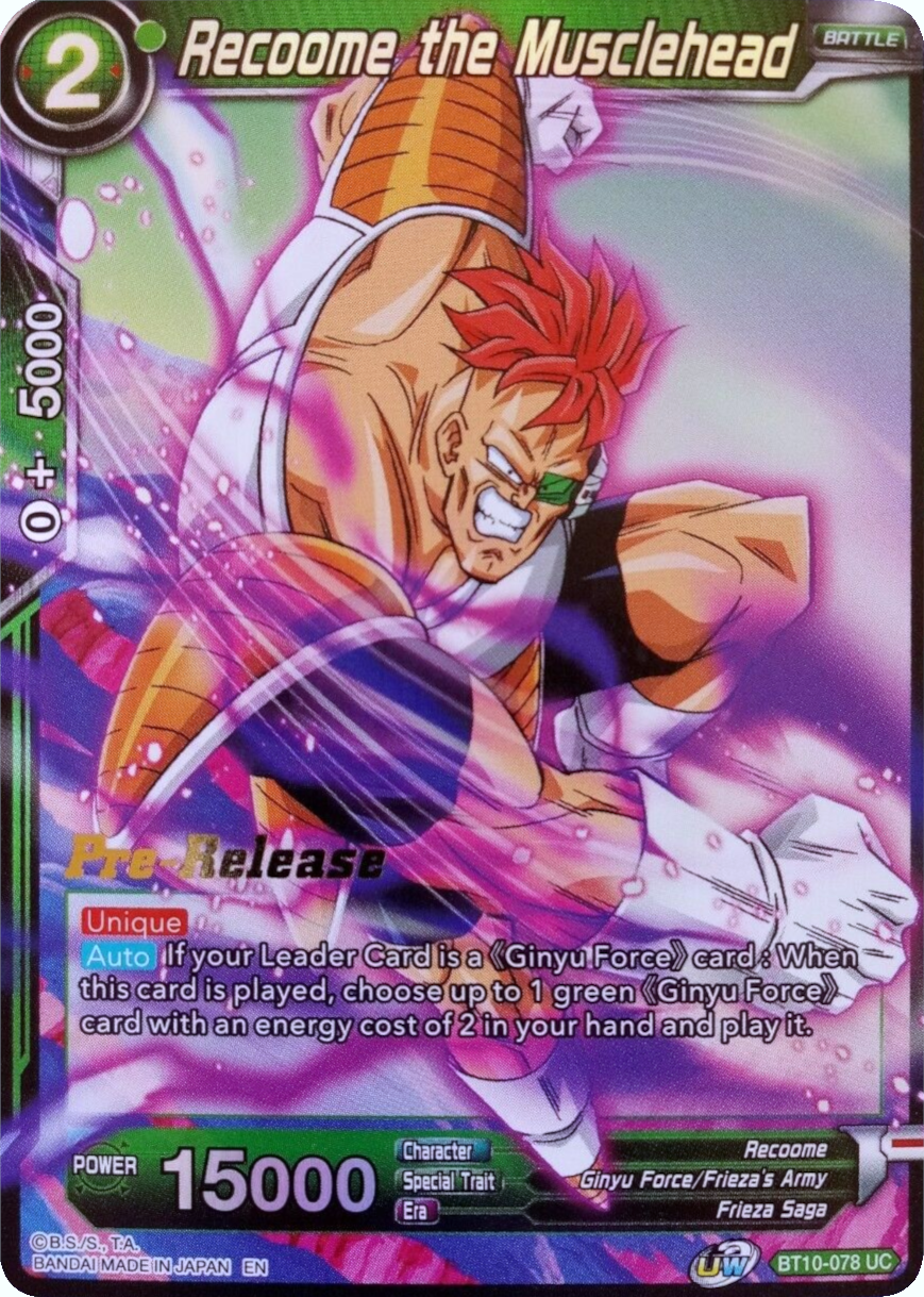 Recoome the Musclehead (BT10-078) [Rise of the Unison Warrior Prerelease Promos] Parallel Foil