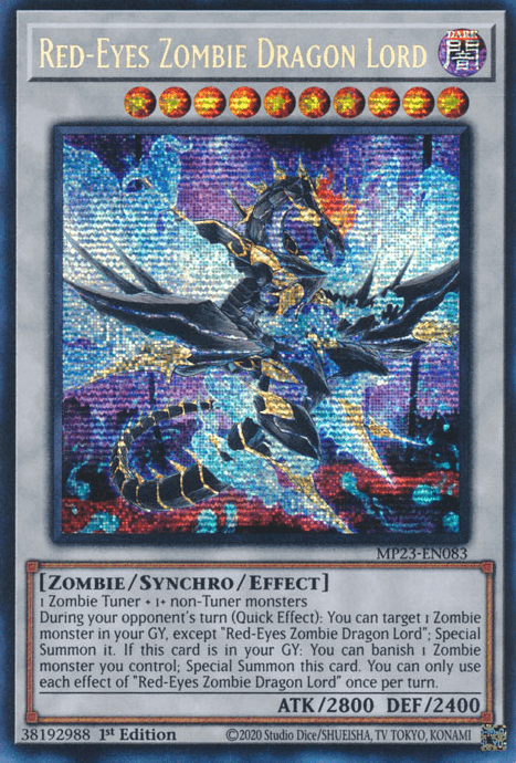 Red-Eyes Zombie Dragon Lord [MP23-EN083] Prismatic Secret Rare - Josh's Cards