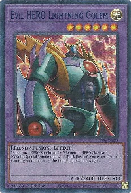 Evil HERO Lightning Golem (Blue) [LDS3-EN028] Ultra Rare - Josh's Cards