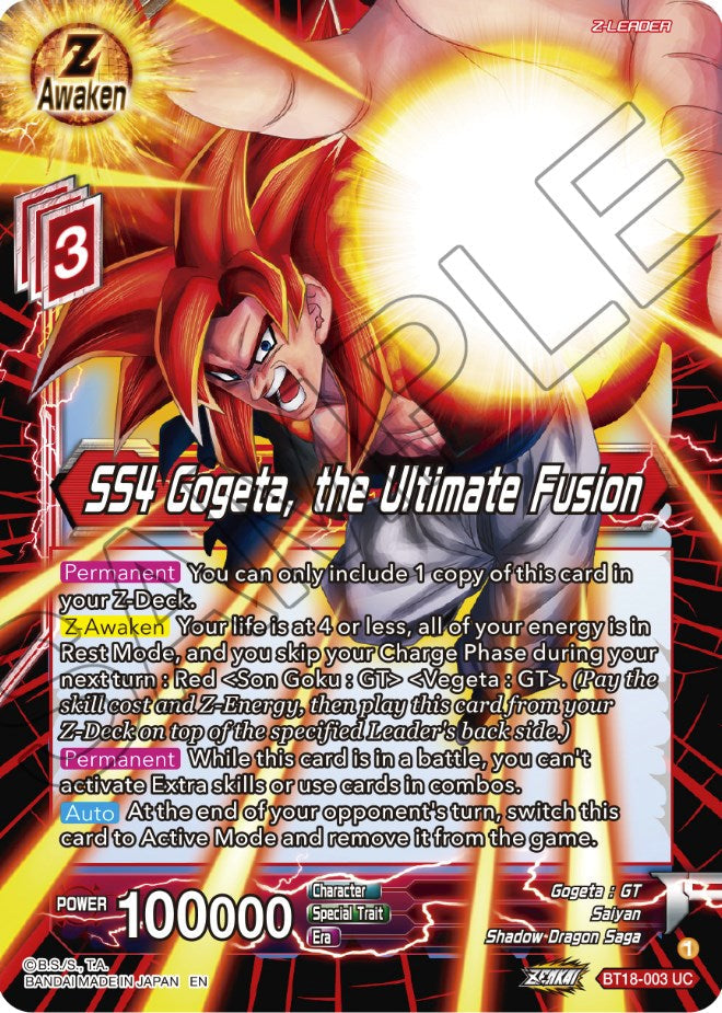 SS4 Gogeta, the Ultimate Fusion (BT18-003) [Dawn of the Z-Legends] Parallel Foil