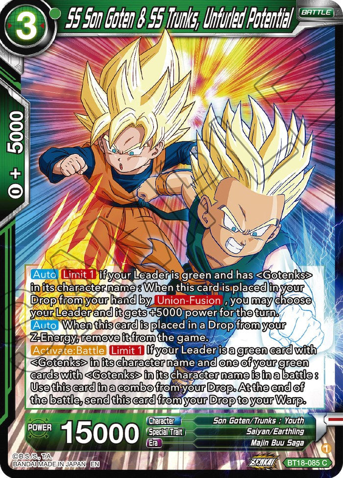 SS Son Goten & SS Trunks, Unfurled Potential (BT18-085) [Dawn of the Z-Legends] Parallel Foil