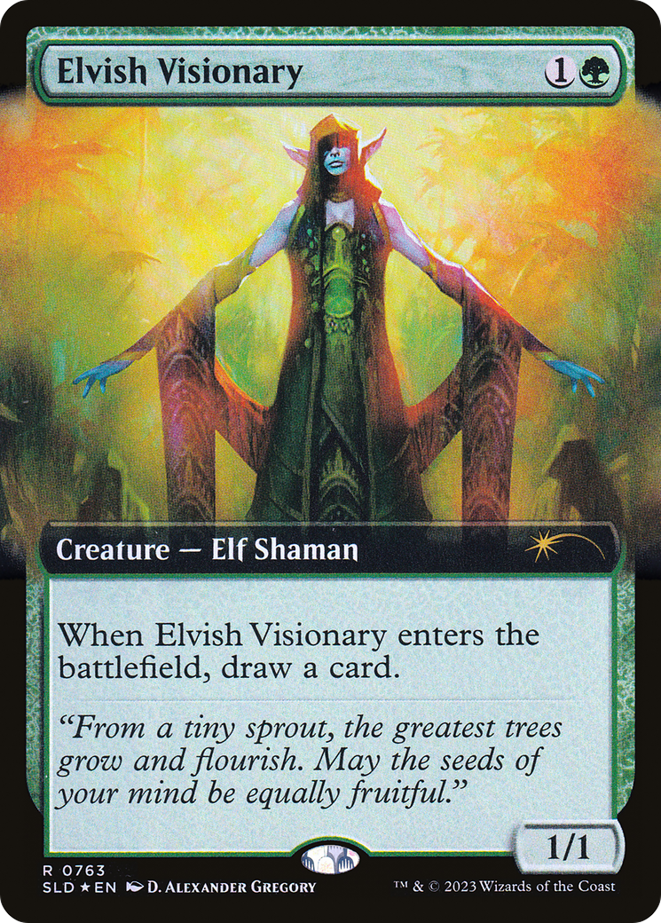 Elvish Visionary (SLD-763) - Secret Lair Drop: (Extended Art) Foil