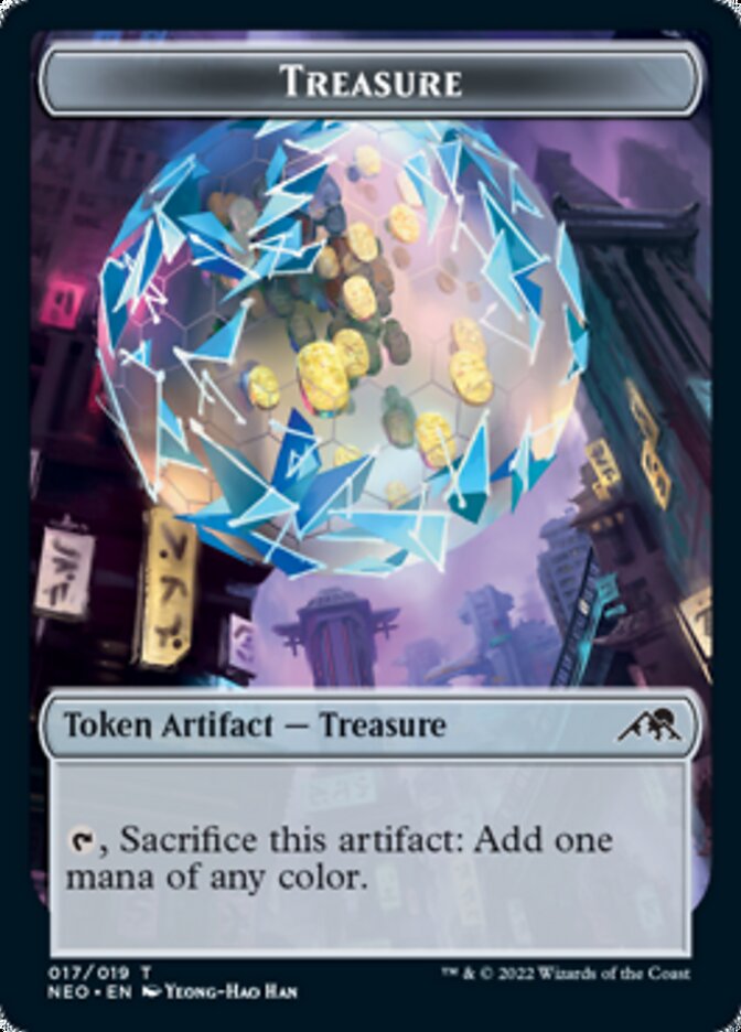 Spirit (002) // Treasure Double-Sided Token [Kamigawa: Neon Dynasty Tokens] Foil