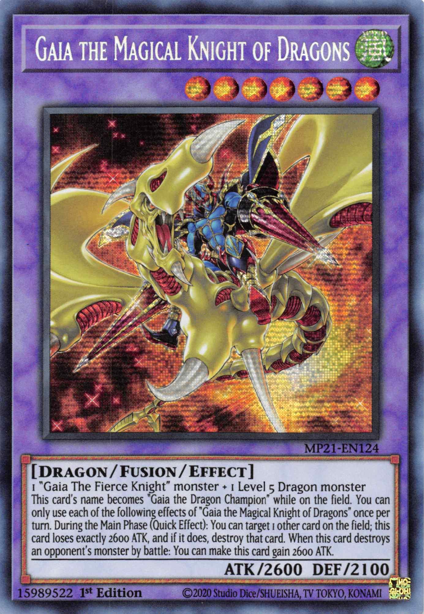 Gaia the Magical Knight of Dragons [MP21-EN124] Prismatic Secret Rare - Josh's Cards
