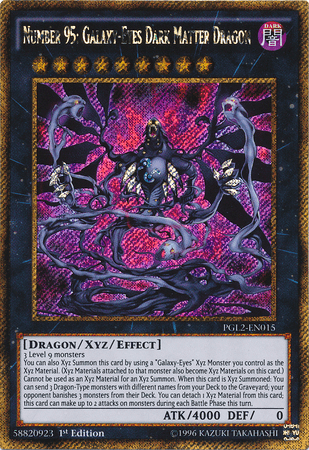 Number 95: Galaxy-Eyes Dark Matter Dragon [PGL2-EN015] Gold Secret Rare - Josh's Cards