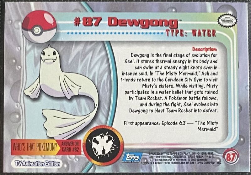 Dewgong (87) [Topps TV Animation Edition Series 2]