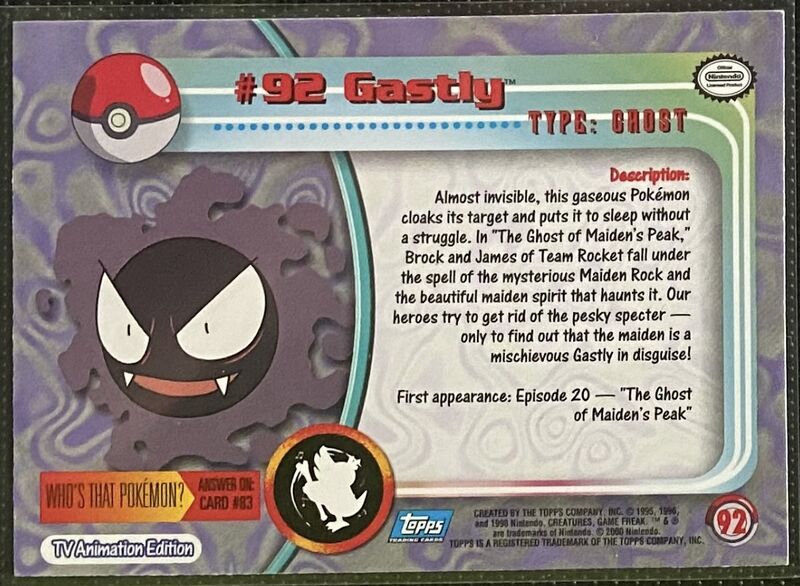 Gastly (92) [Topps TV Animation Edition Series 2]