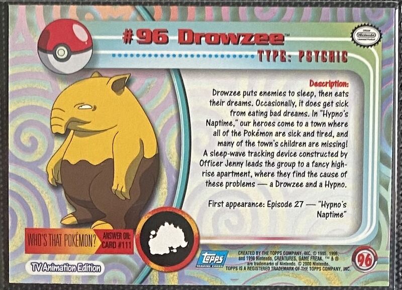 Drowzee (96) [Topps TV Animation Edition Series 2]