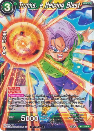 Trunks, a Helping Blast (Shop Tournament: Assault of Saiyans) (P-128) [Promotion Cards] Parallel Foil