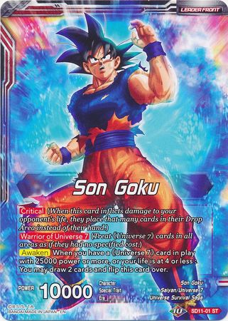 Son Goku // Ultra Instinct Son Goku, Hero of Universe 7 (Starter Deck Exclusive) (SD11-01) [Universal Onslaught] Parallel Foil