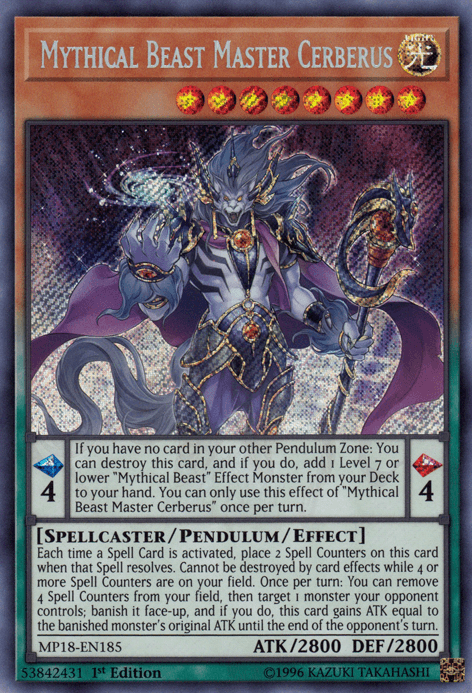 Mythical Beast Master Cerberus [MP18-EN185] Secret Rare - Josh's Cards