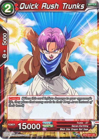 Quick Rush Trunks (BT3-011) [Cross Worlds] Parallel Foil