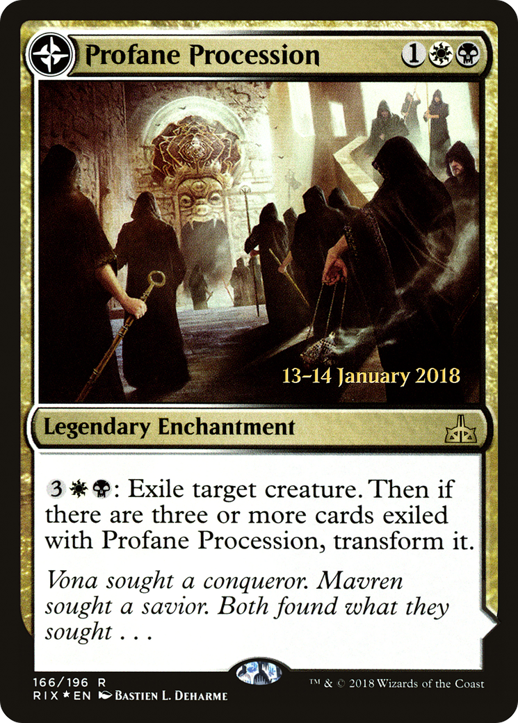 Profane Procession // Tomb of the Dusk Rose (PRE-166S) - Rivals of Ixalan Promos: (compasslanddfc) Foil