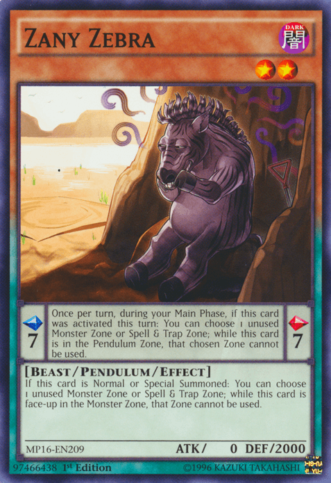 Zany Zebra [MP16-EN209] Common - Josh's Cards