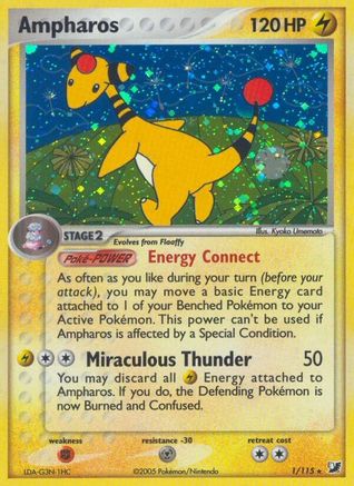 Ampharos 001/115 - Unseen Forces Reverse Holofoil