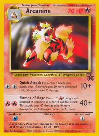 Pokemon: Arcanine Wotc Promo 6 - Light Play