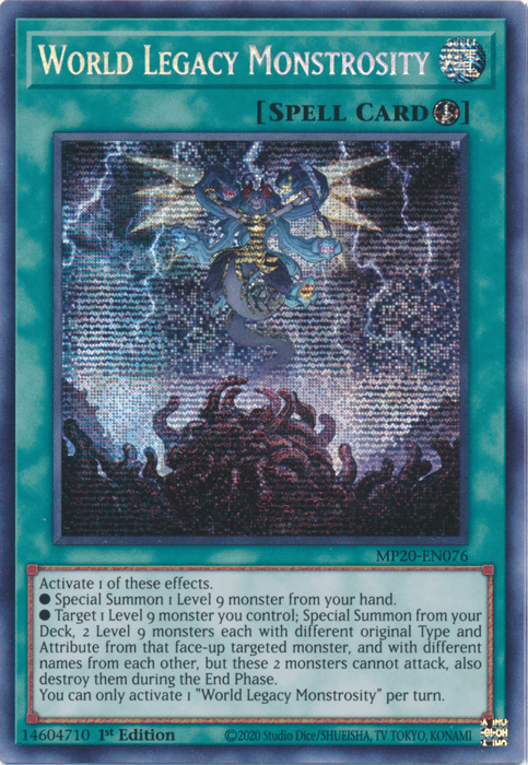 World Legacy Monstrosity [MP20-EN076] Prismatic Secret Rare - Josh's Cards