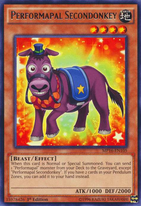 Performapal Secondonkey [MP16-EN105] Rare - Josh's Cards