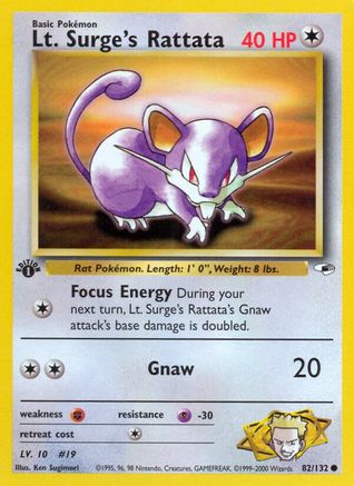 Lt. Surge's Rattata 082/132 - Gym Heroes 1st Edition
