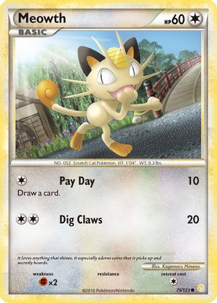 Meowth 075/123 - HeartGold SoulSilver Reverse Holofoil