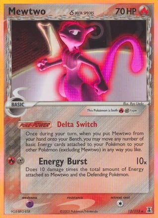 Pokemon: Mewtwo Delta Species Reverse Holo Delta Species 12/113- Heavy Play