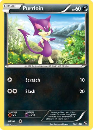 Purrloin 066/114 - Black and White Reverse Holofoil