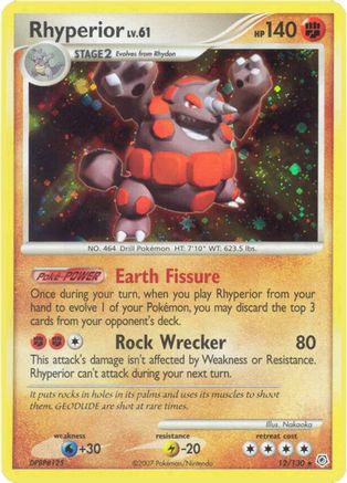 Rhyperior 012/130 - Diamond and Pearl Holofoil