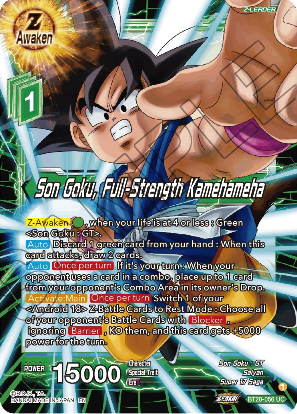 Son Goku, Full-Strength Kamehameha (BT20-056) [Power Absorbed] Parallel Foil