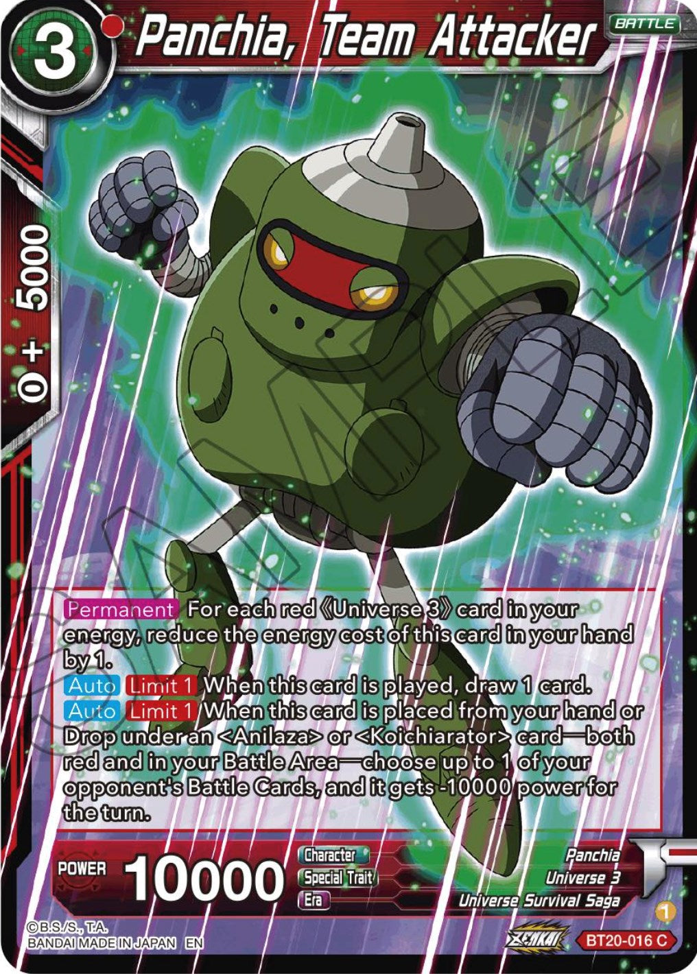 Panchia, Team Attacker (BT20-016) [Power Absorbed] Parallel Foil