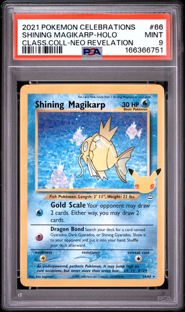 Shining Magikarp Celebrations Classic Collection 66/64 PSA 9