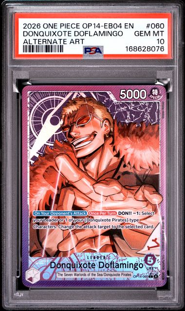 Donquixote Doflamingo OP14 Alternate Art Leader OP14-060 PSA 10