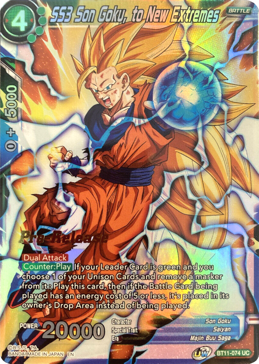 SS3 Son Goku, to New Extremes (BT11-074) [Vermilion Bloodline Prerelease Promos] Parallel Foil
