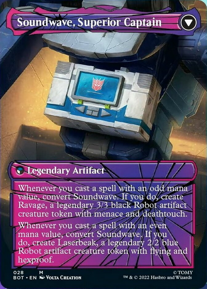 Soundwave, Sonic Spy // Soundwave, Superior Captain (BOT-028) - Transformers: (shatteredglass, convertdfc) (Borderless) Foil