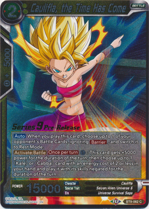 Caulifla, the Time Has Come (BT9-062) [Universal Onslaught Prerelease Promos] Parallel Foil