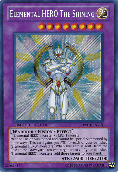 Elemental Hero The Shining [PRC1-ENV01] Secret Rare - Josh's Cards
