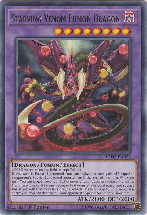 Starving Venom Fusion Dragon [LED5-EN052] Rare - Josh's Cards