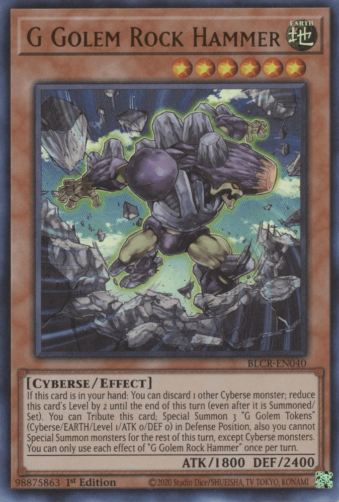 G Golem Rock Hammer [BLCR-EN040] Ultra Rare - Josh's Cards