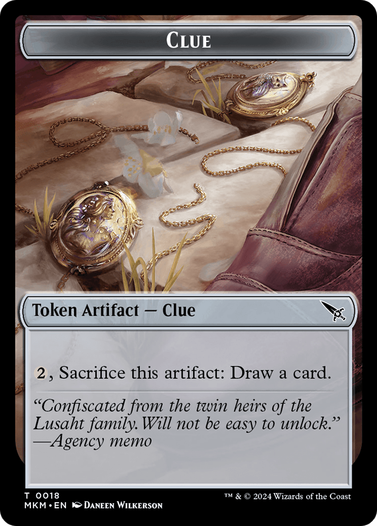 Clue (0018) // A 0045 Double-Sided Token [Murders at Karlov Manor Tokens] - Josh's Cards