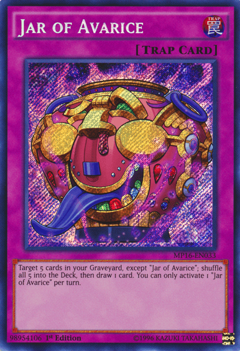 Jar of Avarice [MP16-EN033] Secret Rare - Josh's Cards
