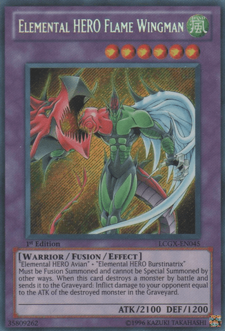 Elemental HERO Flame Wingman [LCGX-EN045] Secret Rare - Josh's Cards
