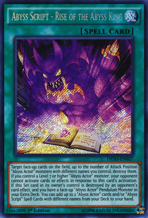 Abyss Script - Rise of the Abyss King [DESO-EN027] Secret Rare - Josh's Cards