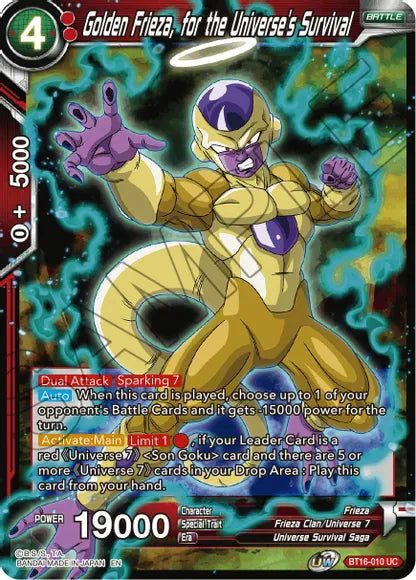 Golden Frieza, for the Universe's Survival (BT16-010) [Realm of the Gods] Parallel Foil