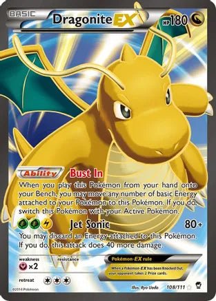 Pokemon: Dragonite EX Furious Fists 108/111 - Moderate Play