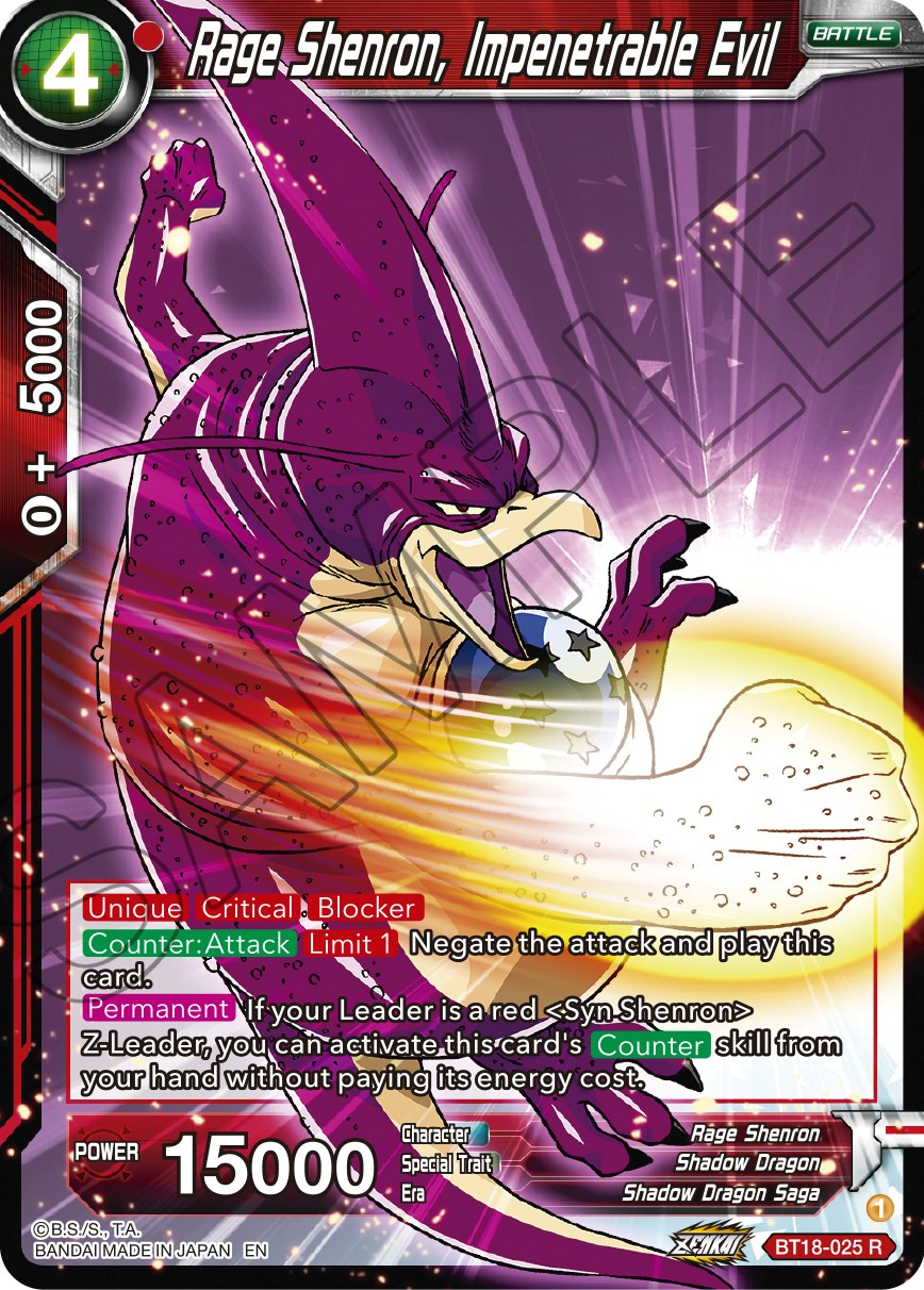 Rage Shenron, Impenetrable Evil (BT18-025) [Dawn of the Z-Legends] Parallel Foil