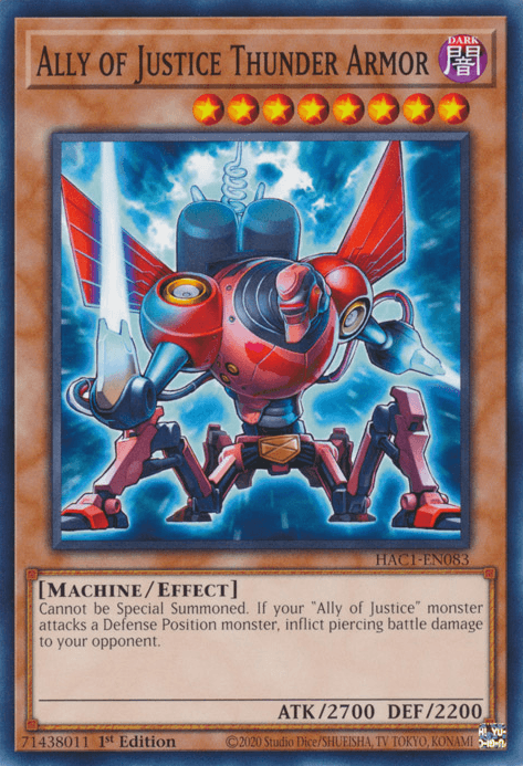 Ally of Justice Thunder Armor [HAC1-EN083] Common - Josh's Cards