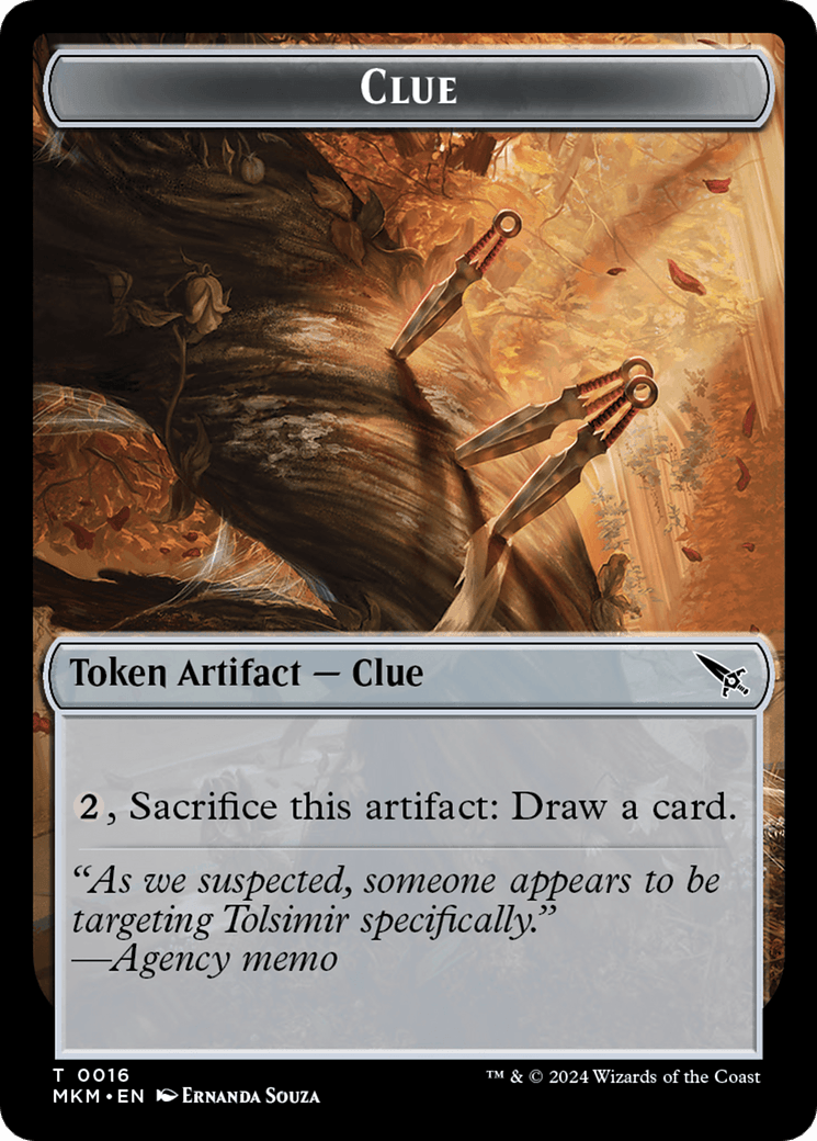 Clue (0016) // A 0043 Double-Sided Token [Murders at Karlov Manor Tokens] - Josh's Cards