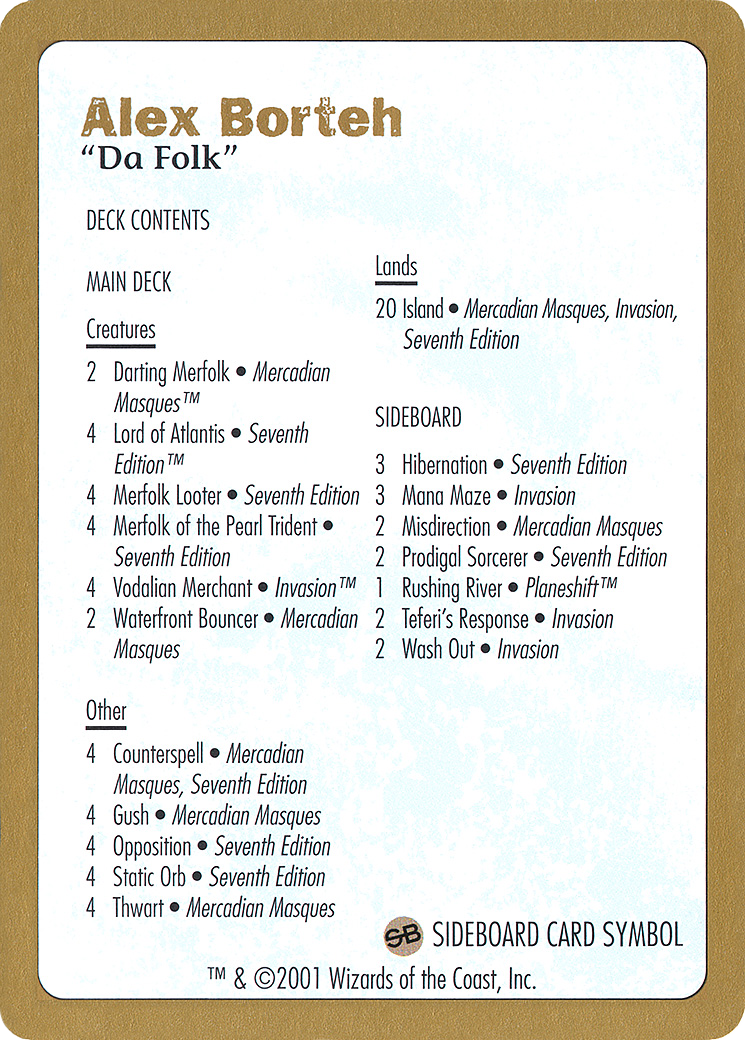 Alex Borteh Decklist (WCD-) - World Championship Decks 2001