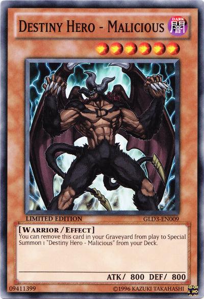 Destiny HERO - Malicious [GLD3-EN009] Common - Josh's Cards