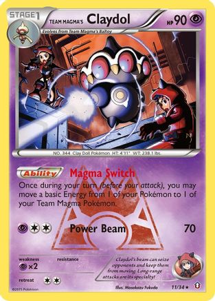 Team Magma's Claydol 011/34 - Double Crisis Holofoil
