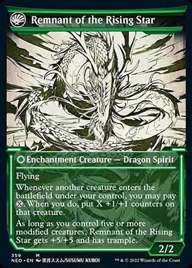 Jugan Defends the Temple // Remnant of the Rising Star (NEO-359) - Kamigawa: Neon Dynasty: (Showcase, fandfc) Foil